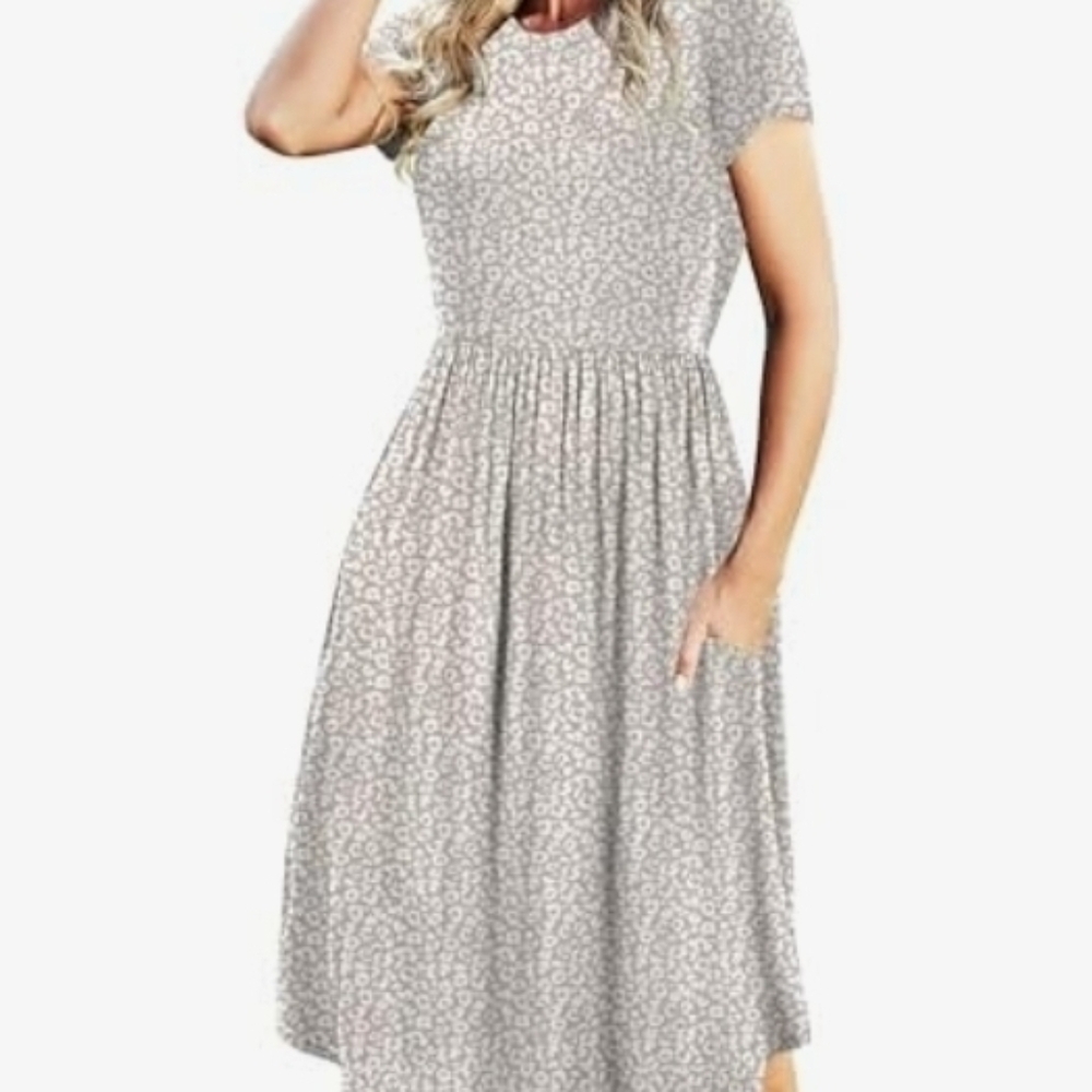 Simier Fariry Women's Midi Dress - Gray Leopard Print
